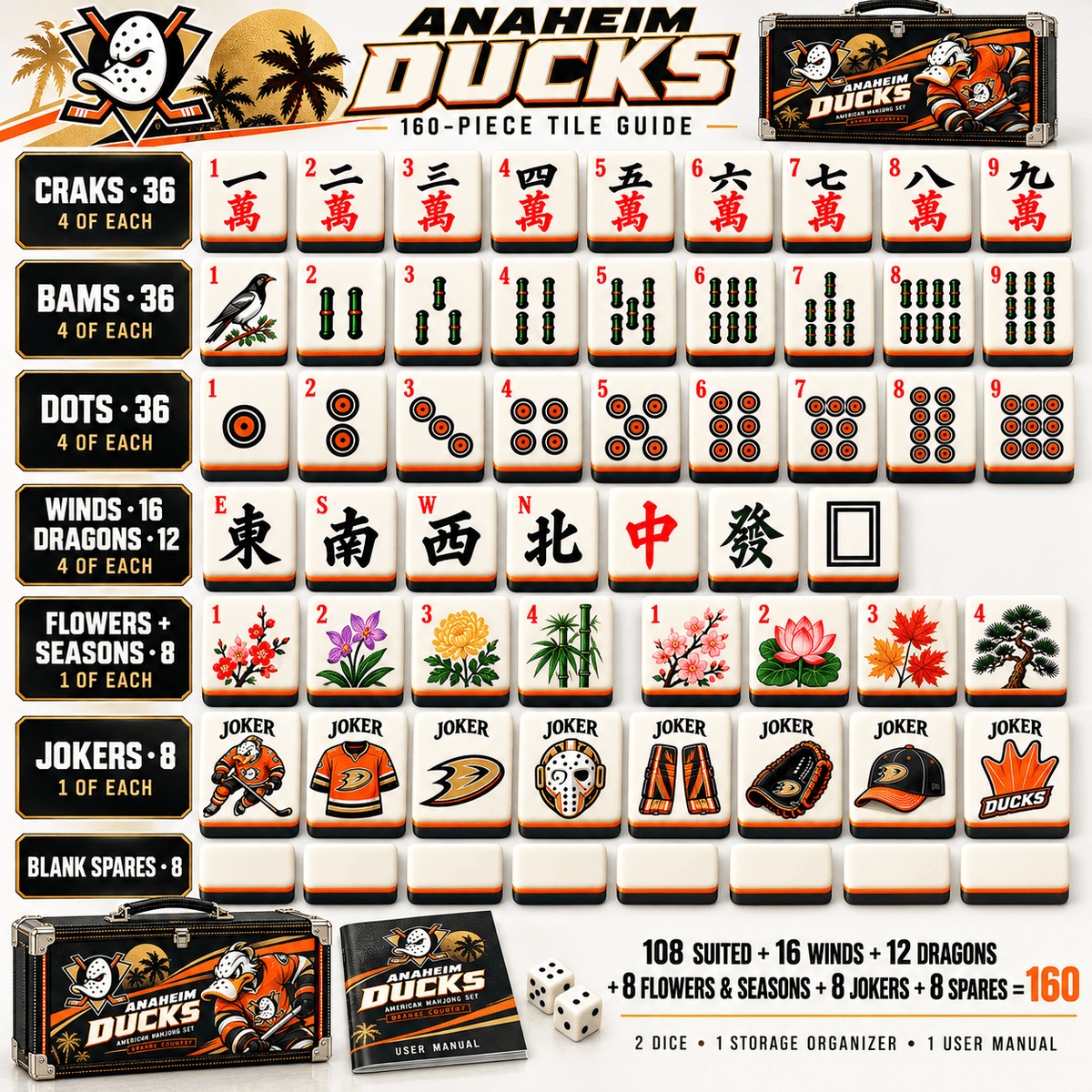 Premium AHD Mahjong Tiles Set PVNA