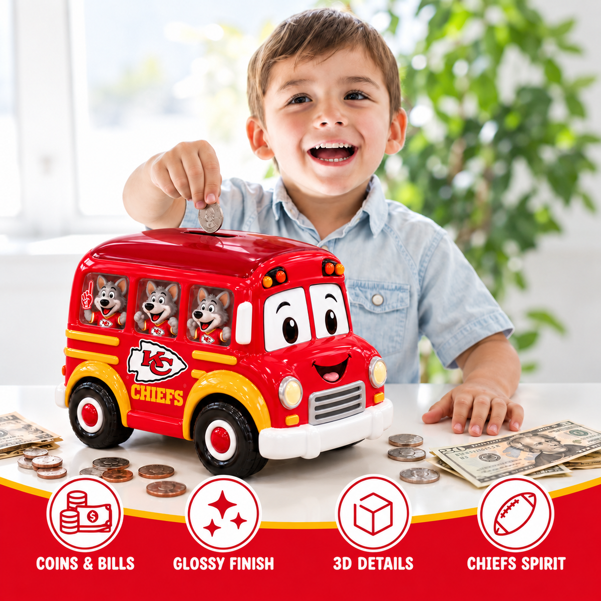 KCC School Bus Piggy Bank DNBN