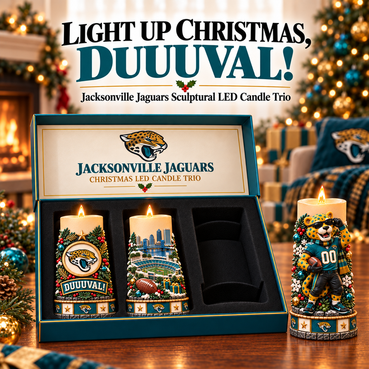 Premium JSVJ Sculptural LED Candle Trio NTVA