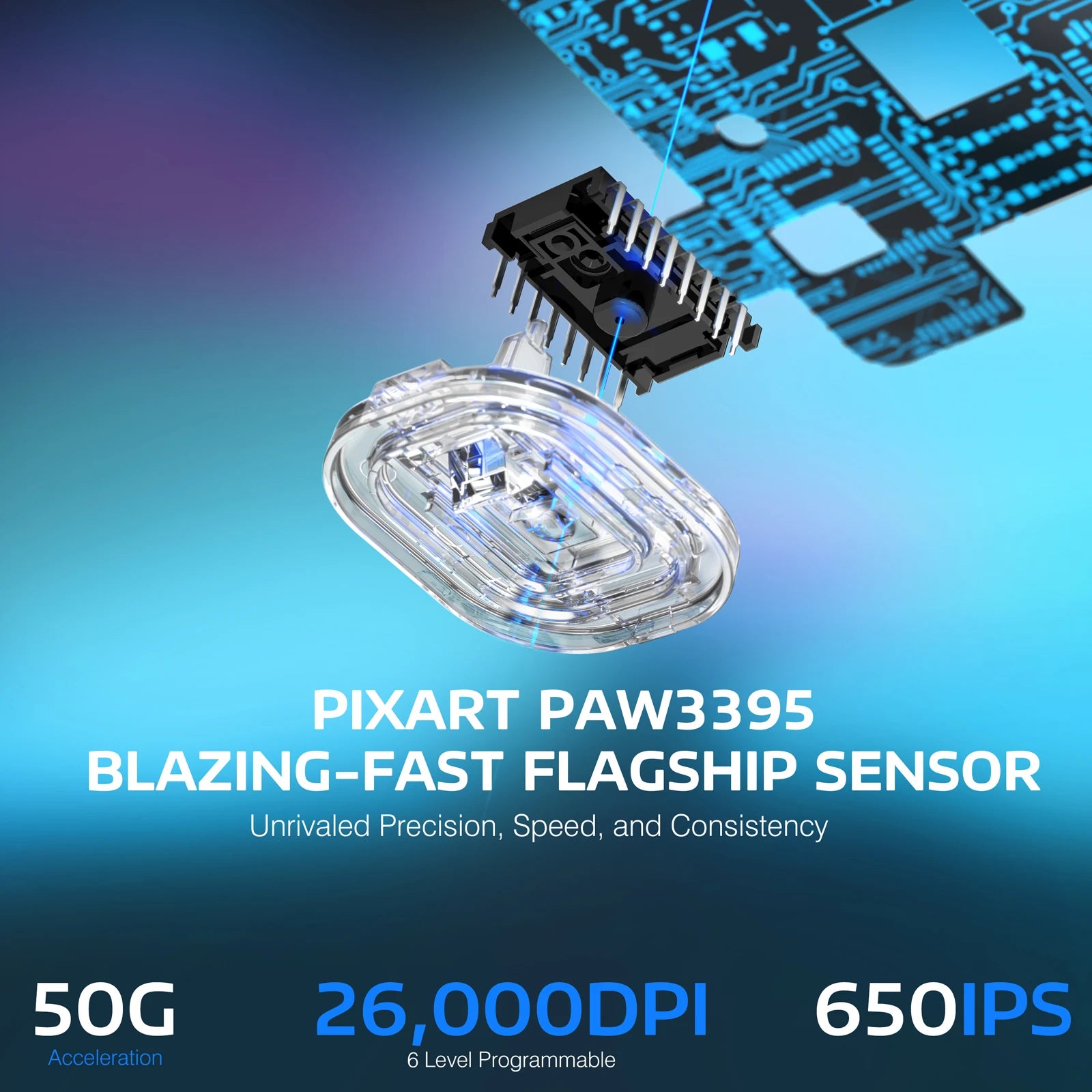 ATTACK SHARK X3 Wireless Gaming Mouse, PixArt PAW3395 Sensor, 26K DPI, 49g Ultralight, Tri-mode 2.4G/Bluetooth/Wired, for PC/MAC