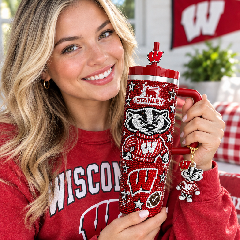 Wisconsin Badgers 40oz Tumbler With Handle TTNL